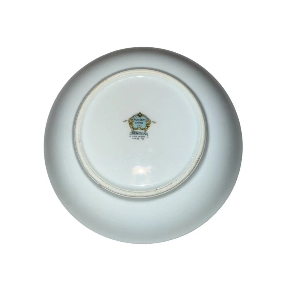 Noritake Renovia Salad Dessert‎ Plate 8in White Floral Gold Rim Vintage 1950's
